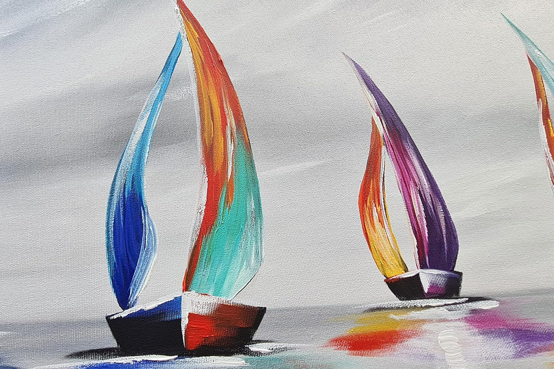 Monica Mirafiori I 100% HANDGEMALT I Gemälde Unter Segel 100x50cm | Gemälde Handgemalt | Acrylgemäld