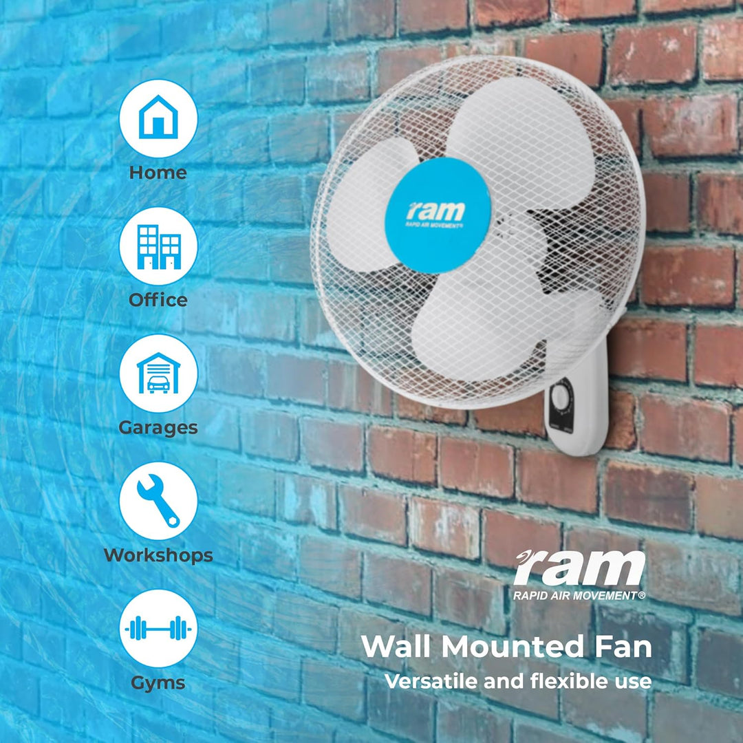 RAM Wandventilator 400 mm, 44 x 19 x 44 cm, weiss,