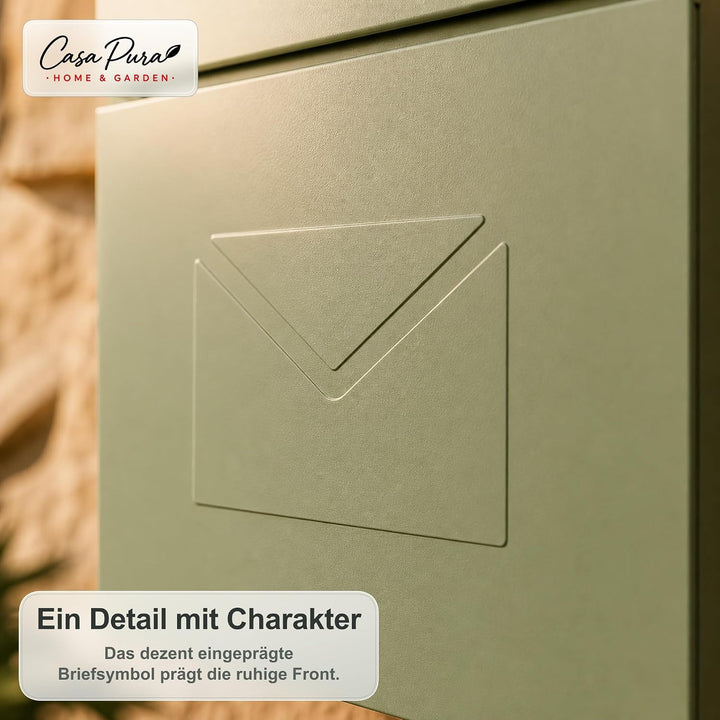 casa pura Briefkasten Laurent aus verzinktem Stahl – abschliessbarer Wandbriefkasten mit Zeitungsfac