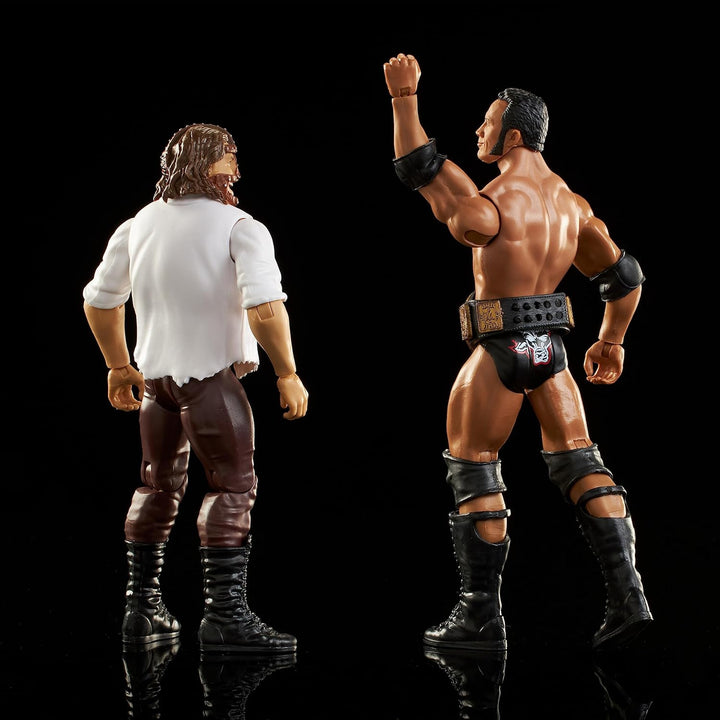 Mattel WWE The Rock vs Mankind Championship Showdown Actionfigur, 2er-Pack mit Championship, 15,2 cm