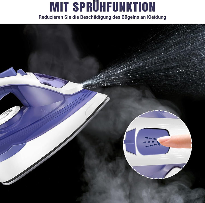 Dampfbügeleisen Steam Shot,Leistungsstarkes Bügeleisen mit Kabel 2400W mit 5 Dampfmodi,Vertikaler Da