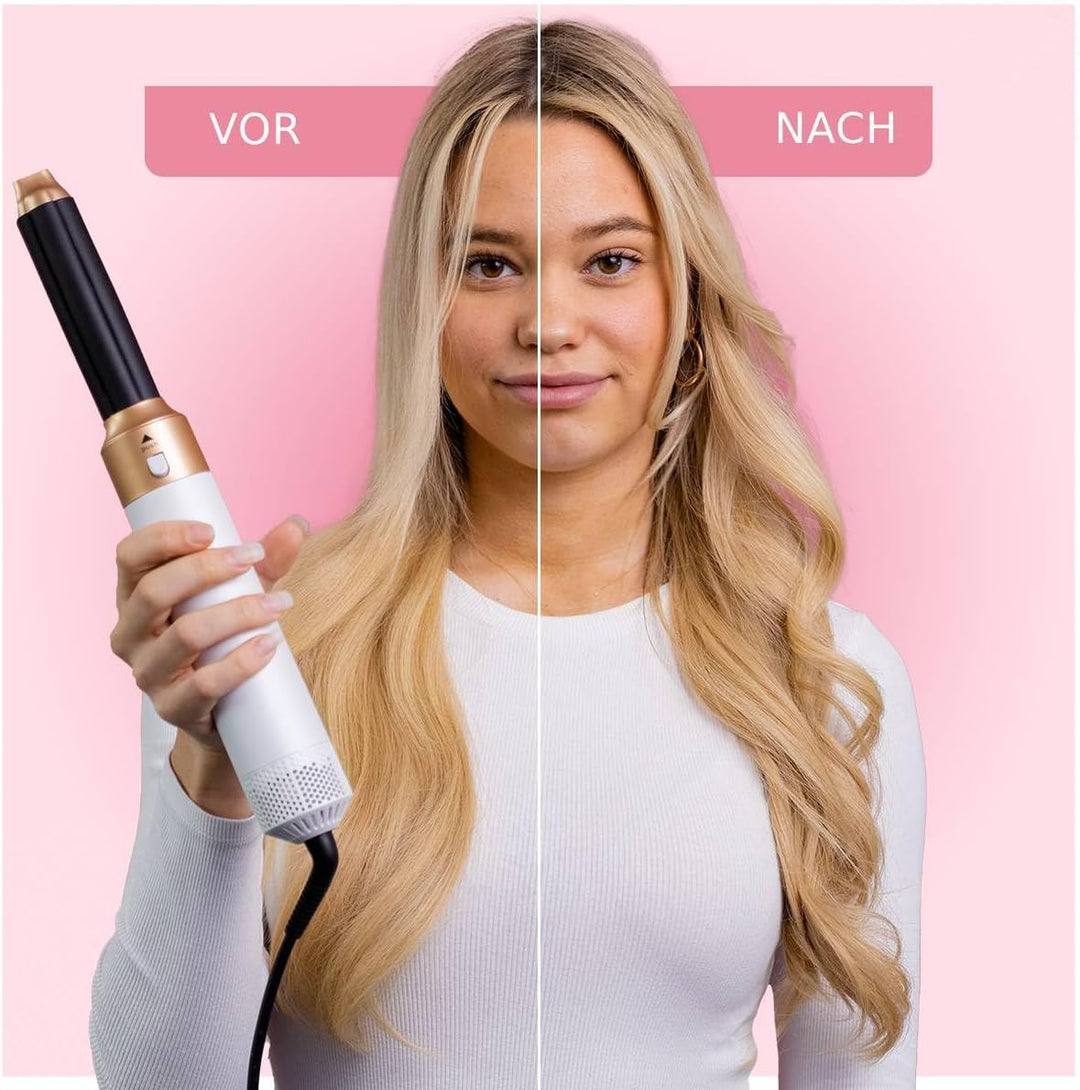 Largolash 5 in 1 Warmluftbürste Set, Schnelltrocknend Föhnbürste, Warmluft Lockenbürste, 3 Temperatu