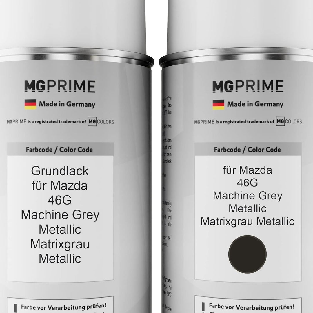 MG PRIME Autolack Sprühdosen Set für Mazda 46G Machine Grey Metallic/Matrixgrau Metallic Grundlack B