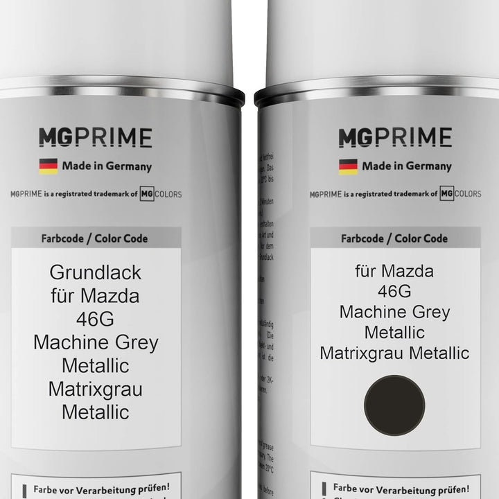 MG PRIME Autolack Sprühdosen Set für Mazda 46G Machine Grey Metallic/Matrixgrau Metallic Grundlack B