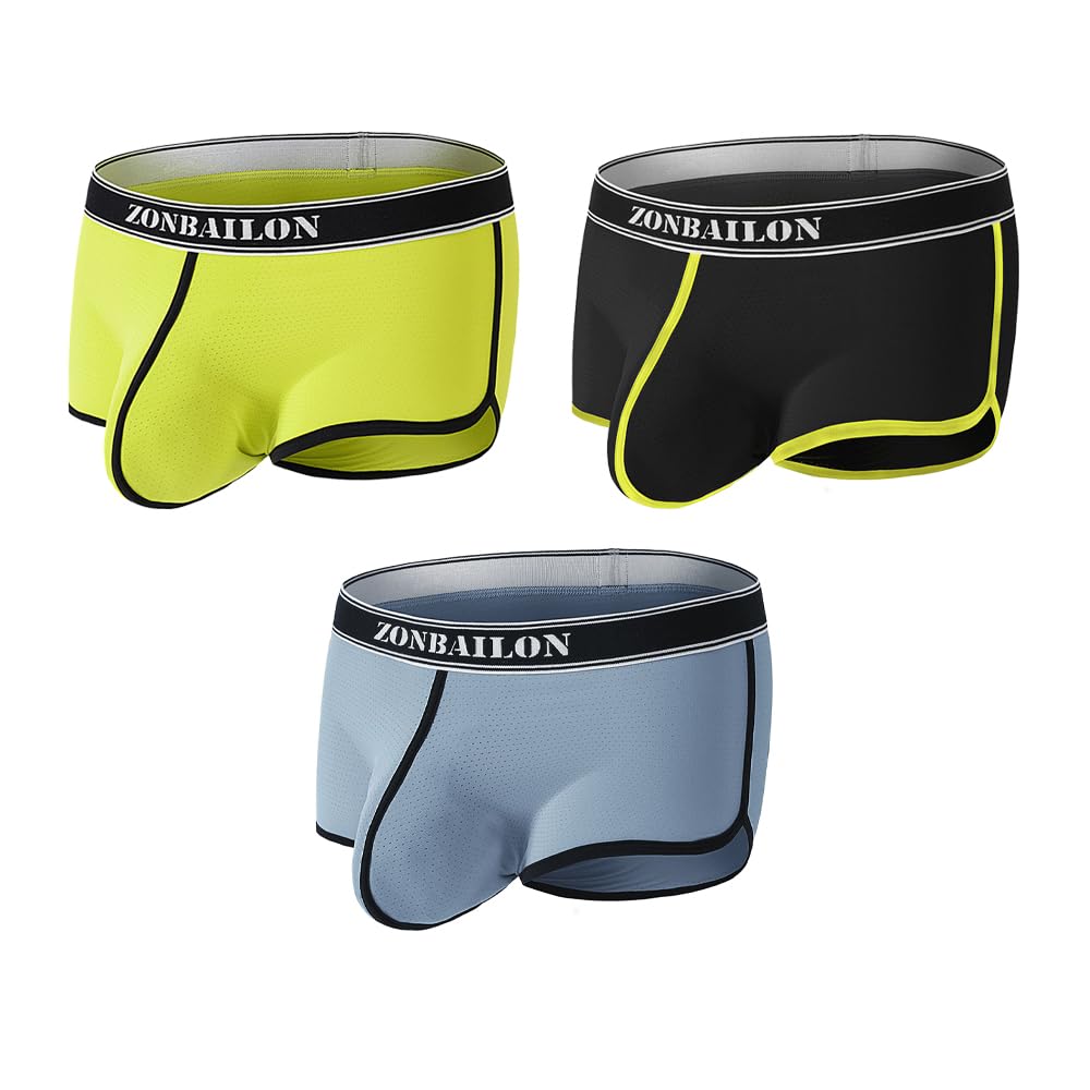 YAHWULAI HerrenBoxershorts Sexy Atmungsaktiv und Hautfreundlich Bequem L Gelbschwarzgrau, L Gelbschw