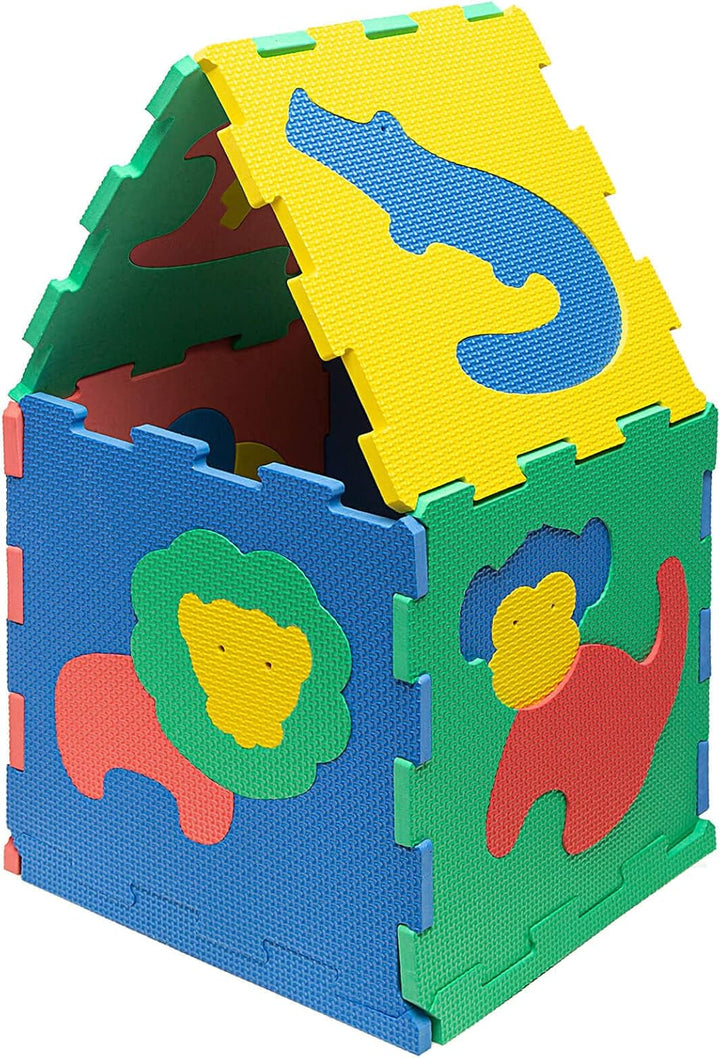 Attraktive Puzzlematte Baby 1,2x0,9m Safari Tiere – 12 Platten à 30x30cm – 20% dickere & weichere Sp