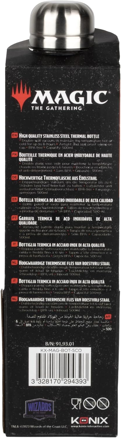 Konix Magic The Gathering Isolierflasche - Edelstahl - 500 ml - 5-farbiges Motiv - Schwarz Magic: Th