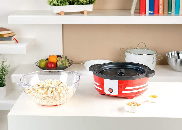 Rosenstein & Söhne Popcorn Topf: Retro-Popcorn-Maschine mit Rührwerk und Antihaftbeschichtung, 850 W