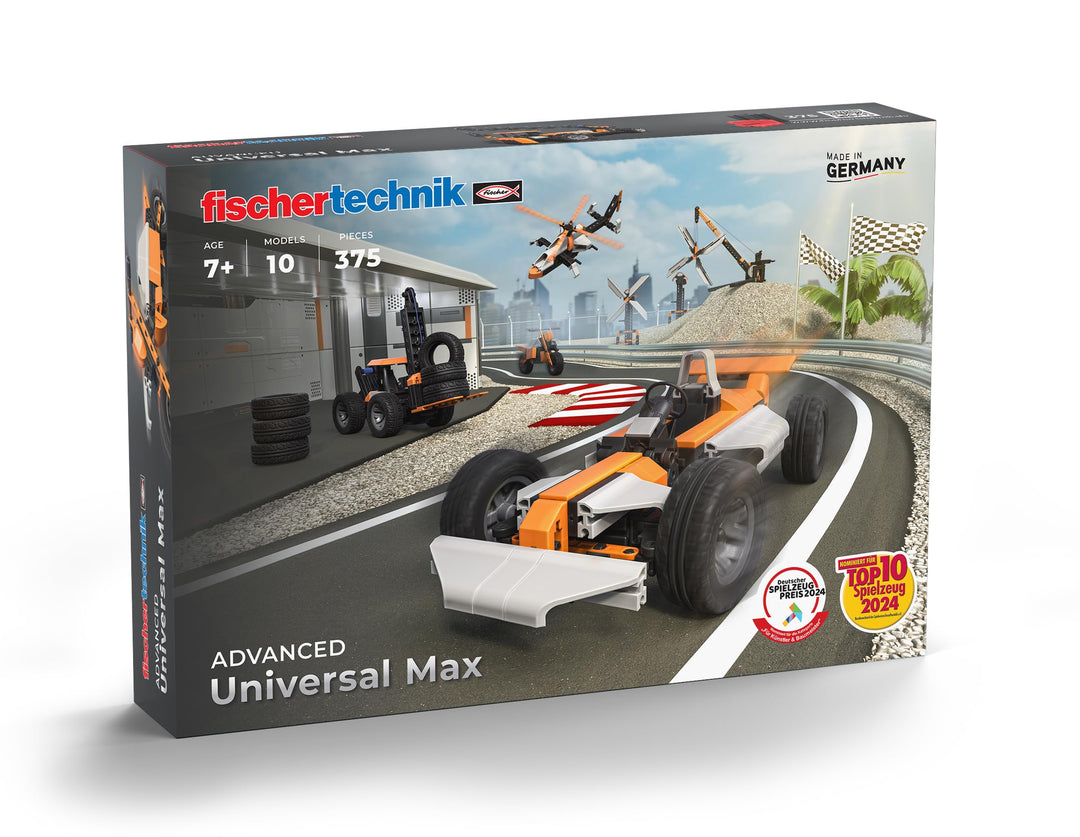 fischertechnik Universal Max 571904 – Konstruktionsbaukasten, technisches Spielzeug, 10 Modelle ab 7