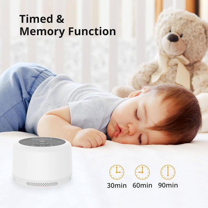 White Noise Machine Baby Einschlafhilfe Spieluhr 30 Klängen,Drahtlose Verbindung 5 Helligkeitsstufen