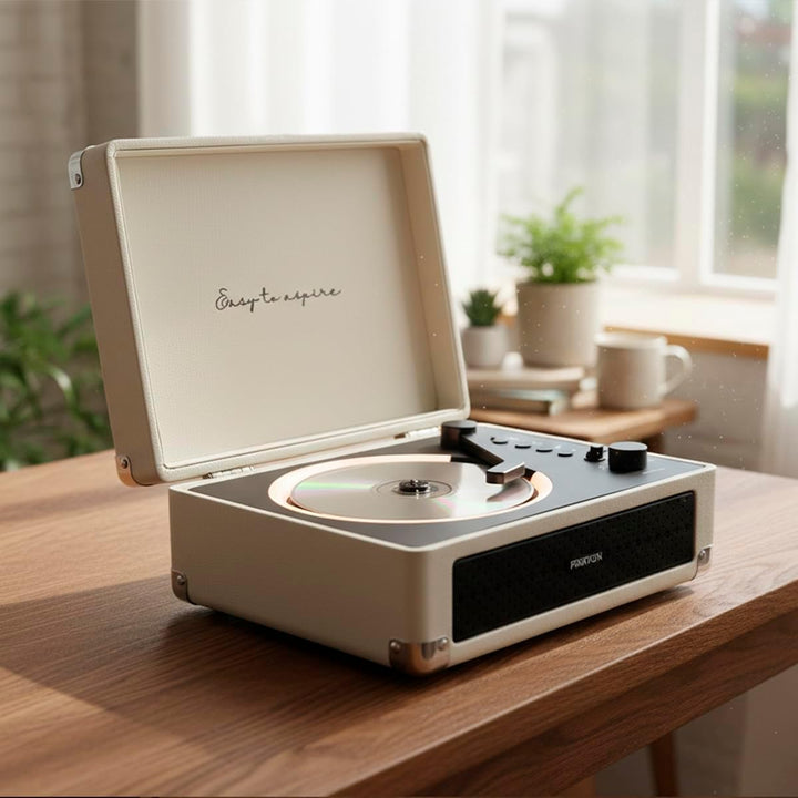 PRIXTON Tragbarer CD-Player mit Bluetooth, FM-Radio und AUX, 6W Lautsprecher (2x3W), Kompatibel mit
