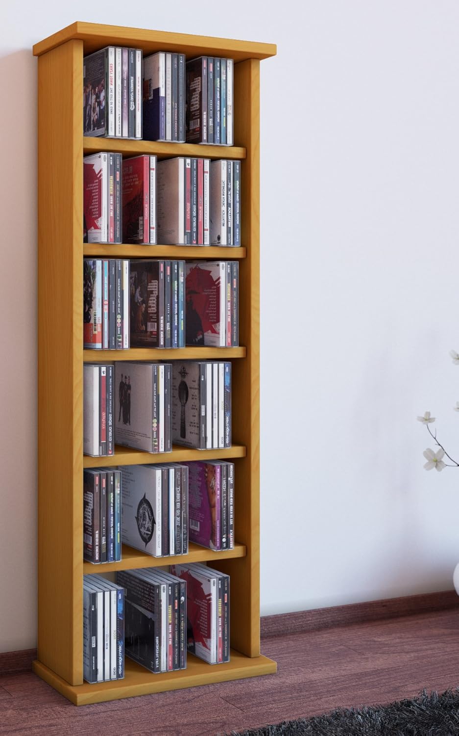 VCM 25243 Regal DVD CD Rack Medienregal Medienschrank Aufbewahrung Holzregal Standregal Möbel Schran