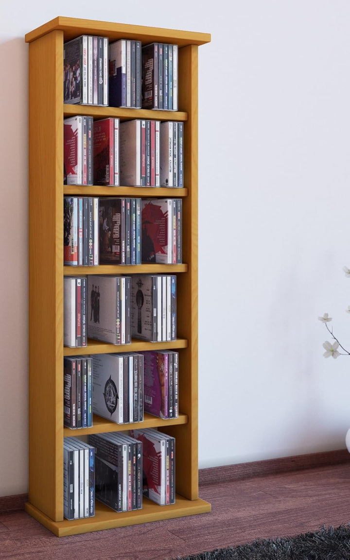 VCM 25243 Regal DVD CD Rack Medienregal Medienschrank Aufbewahrung Holzregal Standregal Möbel Schran