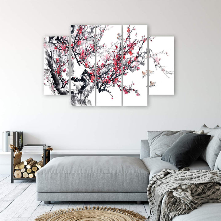 Feeby. Leinwandbild - 5 Teile - Bilder, Wand Bild, Wandbilder, Kunstdruck XXL, 5-Teilig, (JAPANISCHE