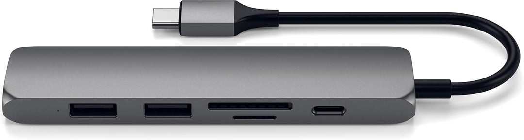 SATECHI 6-in-1 USB-C Hub Slim, Multiport-Adapter, Dockingstation mit 4K HDMI, 60W Power Delivery, 2X