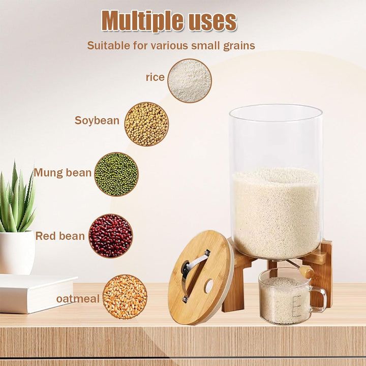 Reisspender, Müslispender Glas Küche, 5/7.5L, Lebensmittelspender mit 500ml Messbecher, Cerealien Vo