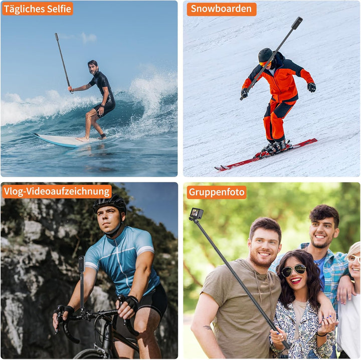 VRIG TP-13,131cm(51inch) Verlängerung Selfie Stick für INSTA360 für GoPro 11 10 9 8 7, Insta Insta36