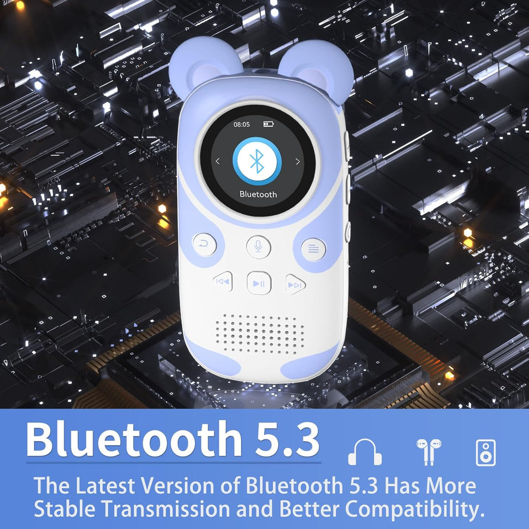 PINHUI Kinder MP3 Player Bluetooth 5.3 mit 32GB, musikplayer für Kinder,Lautsprecher, Aufhängeschnur