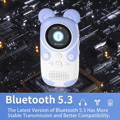 PINHUI Kinder MP3 Player Bluetooth 5.3 mit 32GB, musikplayer für Kinder,Lautsprecher, Aufhängeschnur