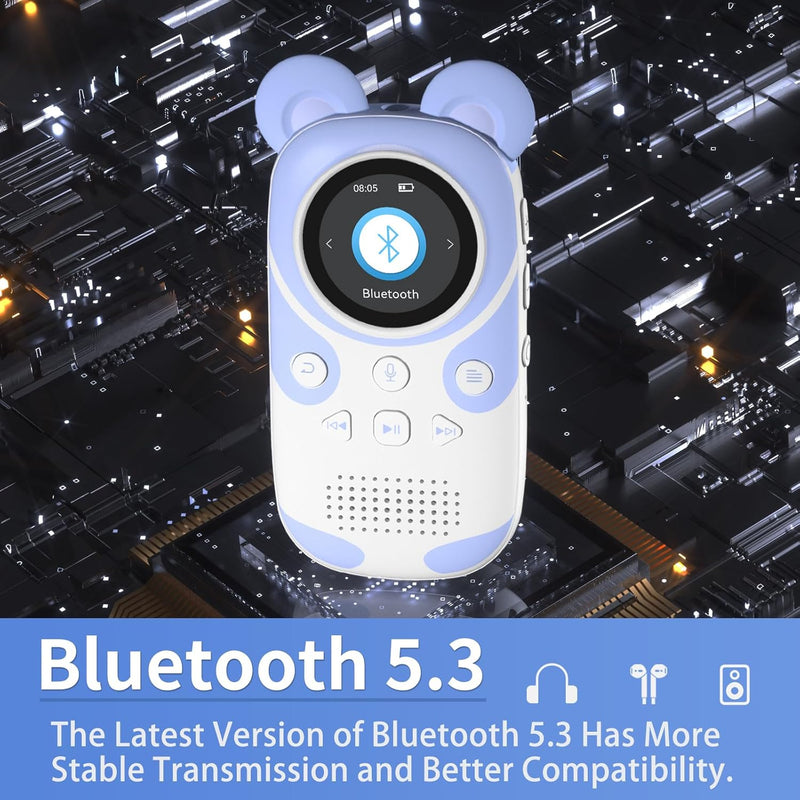 PINHUI Kinder MP3 Player Bluetooth 5.3 mit 32GB, musikplayer für Kinder,Lautsprecher, Aufhängeschnur