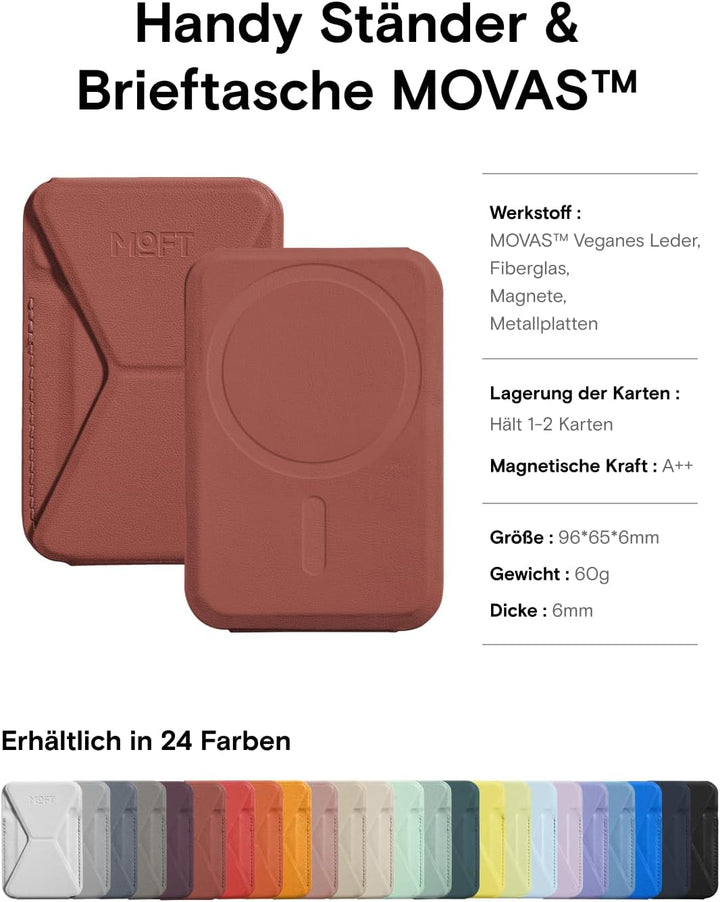 MOFT Magnetischer Handy Wallet Ständer, Veganem Leder Kartenhalter Stand Kompatibel mit Magsafe iPho