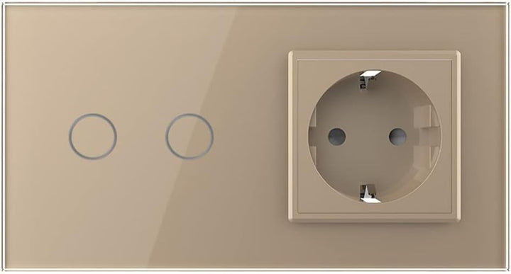 Livolo zweifaches Funk Serienschalter mit Steckdose und LED Kontrollleuchte für UP inkl. Glasblende