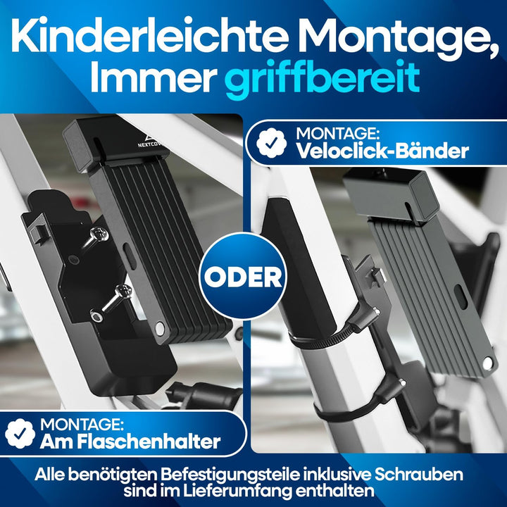 NEXTCOVER® Faltschloss Fahrrad FoldOne 120cm - Das Original - mit SteelSecure-Technologie und 3 Schl