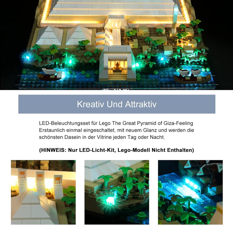 Led Licht-Kit für Lego Cheops Pyramide (Ohne Lego Set, Nur Lichter), DIY Beleuchtungs Set für Lego A