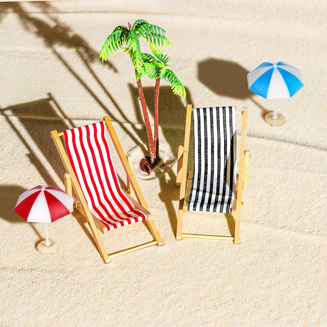 Didiseaon Miniatur-strandlandschaft-Set mit Palmen, Sonnenschirmen, Listrand-mikrolandschaft, Miniat