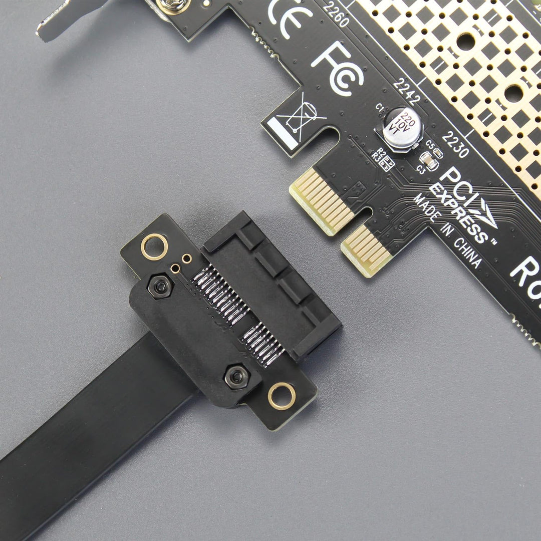 GLOTRENDS 300mm PCIe 3.0 X1 Riser Kabel (Dual Straight Angle) für PCIe WiFi Karte, M.2 PCIe Karte, F