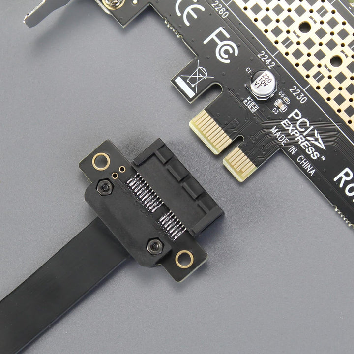 GLOTRENDS 300mm PCIe 3.0 X1 Riser Kabel (Dual Straight Angle) für PCIe WiFi Karte, M.2 PCIe Karte, F