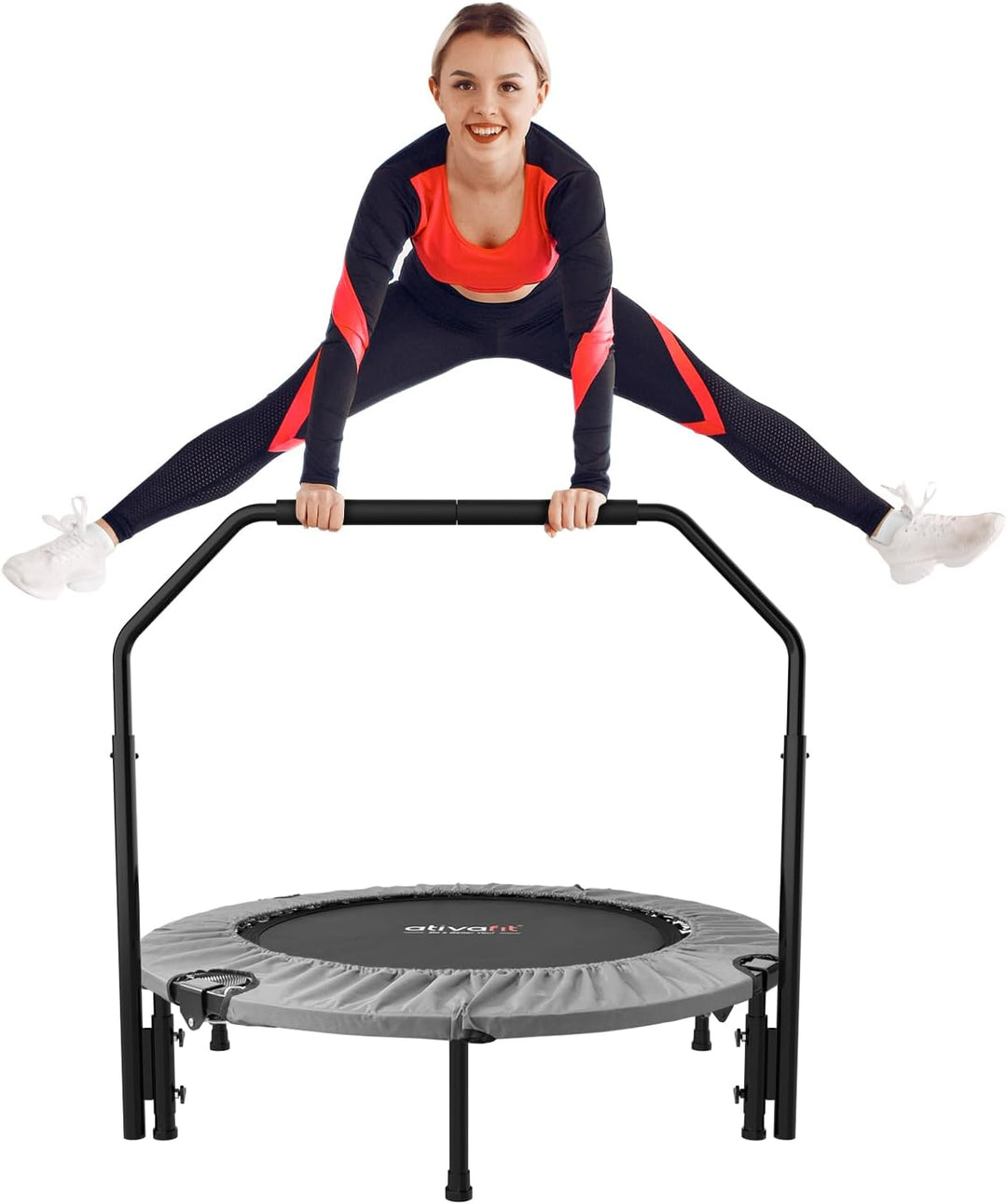 ATIVAFIT 102cm Faltbarer Trampolin mit verstellbarem Schaumstoffgriff Indoor für Erwachsene Ideal fü