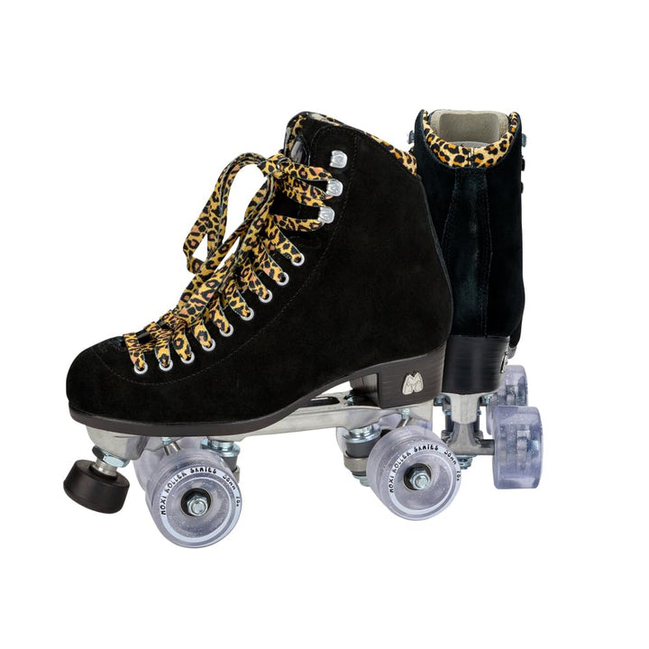Moxi Skates - Panther - Lustige und modische Rollschuhe für Damen | Schwarzes Wildleder 2, 2