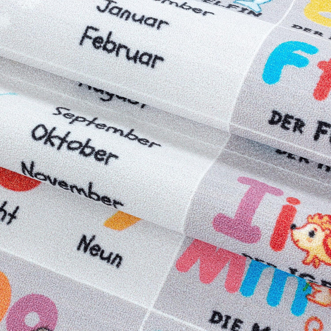 Kinderteppiche für Kinder Alphabet Buchstaben Zahlen Tiere Spielteppich Waschbar Jungen &amp; Mädchen Te