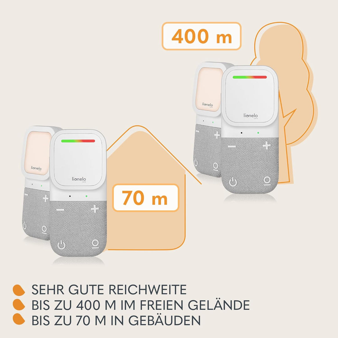 LIONELO Babyline 2.2 Elektronisches Audio Babyphone mit Nachtlicht, Reichweite bis zu 400 m, Zwei-We