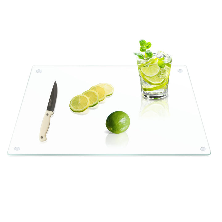 Schneidebrett Glas 50x40 cm – Grosses Glasschneidebrett Transparent aus gehärtetem Sicherheitsglas –