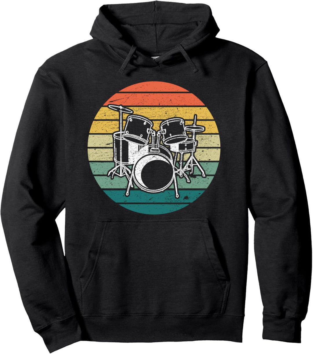 Vintage Schlagzeug Geschenk Retro Rock Musiker Schlagzeuger Pullover Hoodie