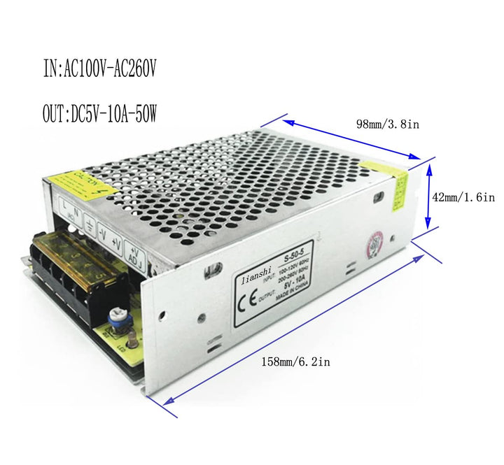 5V 10A 50w Universal Schaltnetzteil geregelter Transformator urzschluss und Überstromschutz AC220V