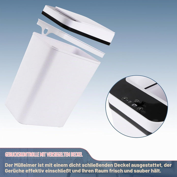 VicBre 12L Sensor Mülleimer mit Deckel, Touchless Wasserdicht Abfalleimer Automatischer Mülltonne fü