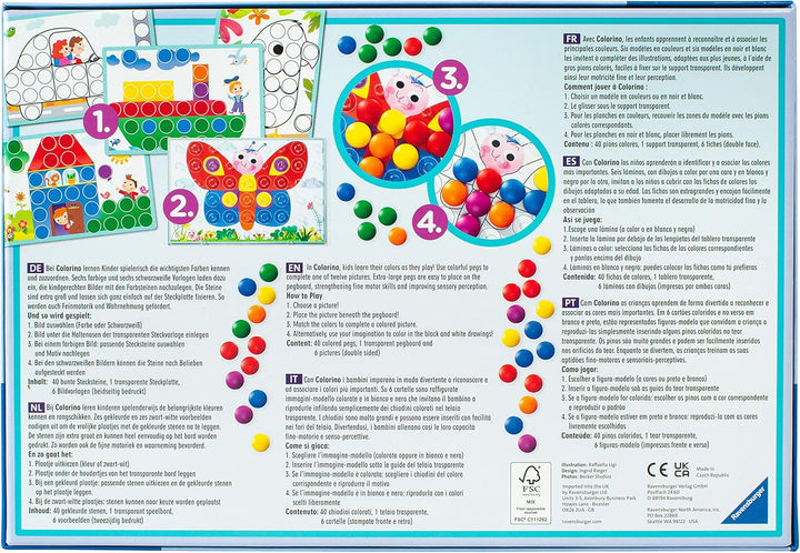 Ravensburger Kinderspiele 20832 - Colorino - Kinderspiel zum Farbenlernen, Mosaik Steckspiel, Spielz