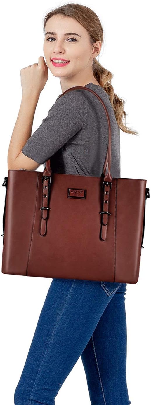 MOSISO Laptop Tasche (15-16 Zoll),PU Leder Umhängetasche Tragetasche Aktentasche Handtasche Kompatib