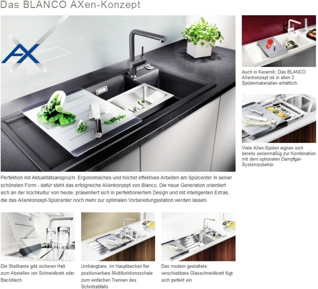 BLANCO AXIS III 6 S-IF | Edelstahl | Einbauart: Einbau von Oben &amp; Flächenbündig | Hauptbecken rechts