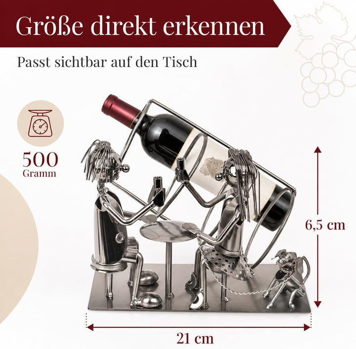 MIJOMA Weinflaschenhalter Liebespaar – Handgefertigte Metallkunst, romantischer dekorativer Flaschen