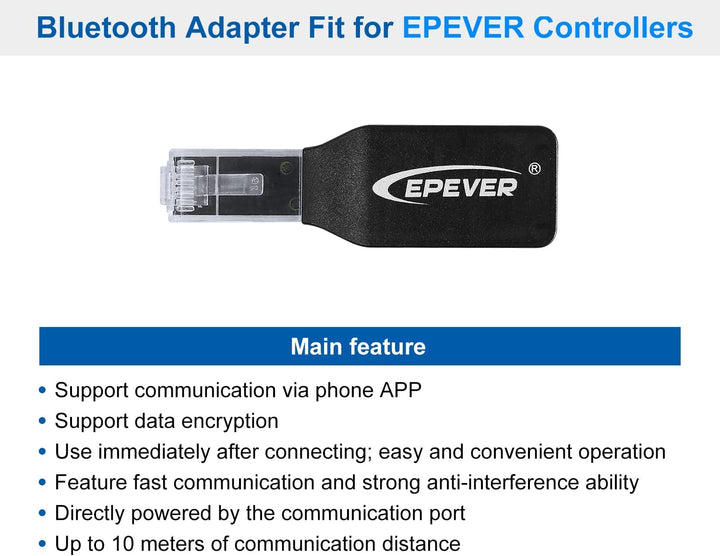 EPEVER BLE Adapter für MPPT Laderegler , Unterstützt Android/iOS App 2023Neue Version (EPEVER-BLE-RJ