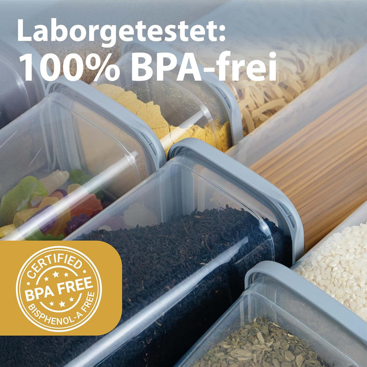 Luftdichte Vorratsdosen mit Deckel [500ml - 6er-Set] Hellgrau - Stapelbar & platzsparend für die Küc