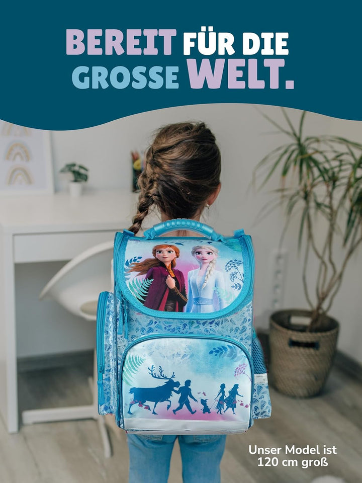 Familando - Schulranzen Set CLOU - 5-teilig mit Federmappe - Disney Eiskönigin (Frozen) - Ergonomisc