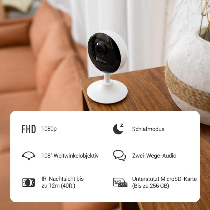 EZVIZ 1080P WLAN IP Kamera, Überwachungskamera Innen mit Zwei-Wege-Audio, Magnetfuss für einfache In