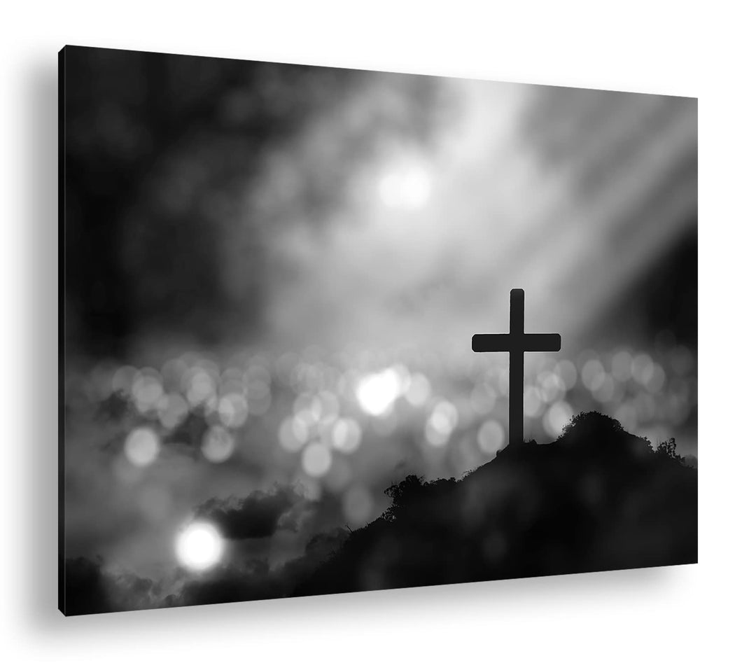 deyoli Christliches Kreuz Effekt: Schwarz&Weiss Format: 80x60 als Leinwandbild, Motiv fertig gerahmt