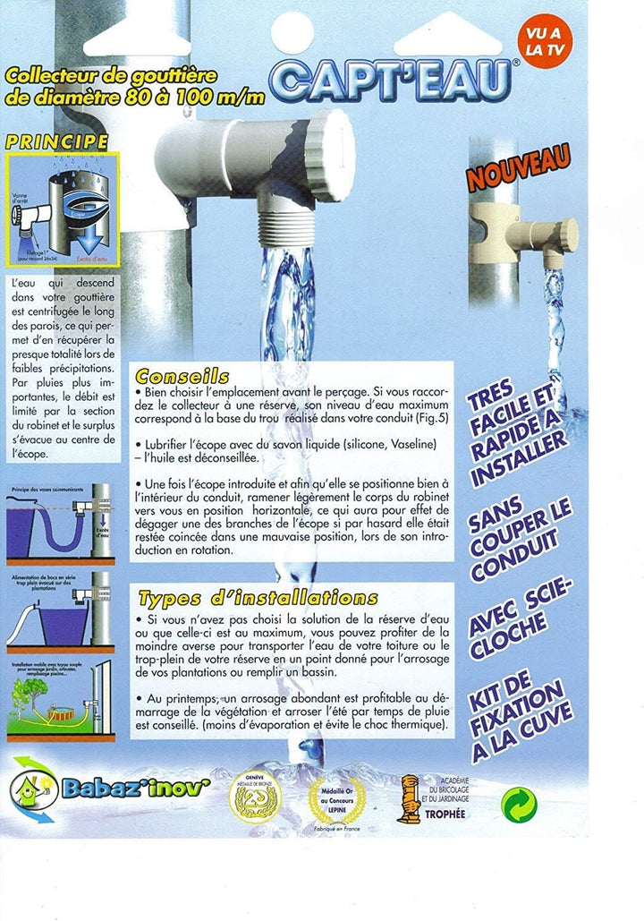 Capt'eau Récupérateur d'eau de Pluie pour Conduits Circulaire (Sable) CW-HKRN-UACJ Multicolore COLLE