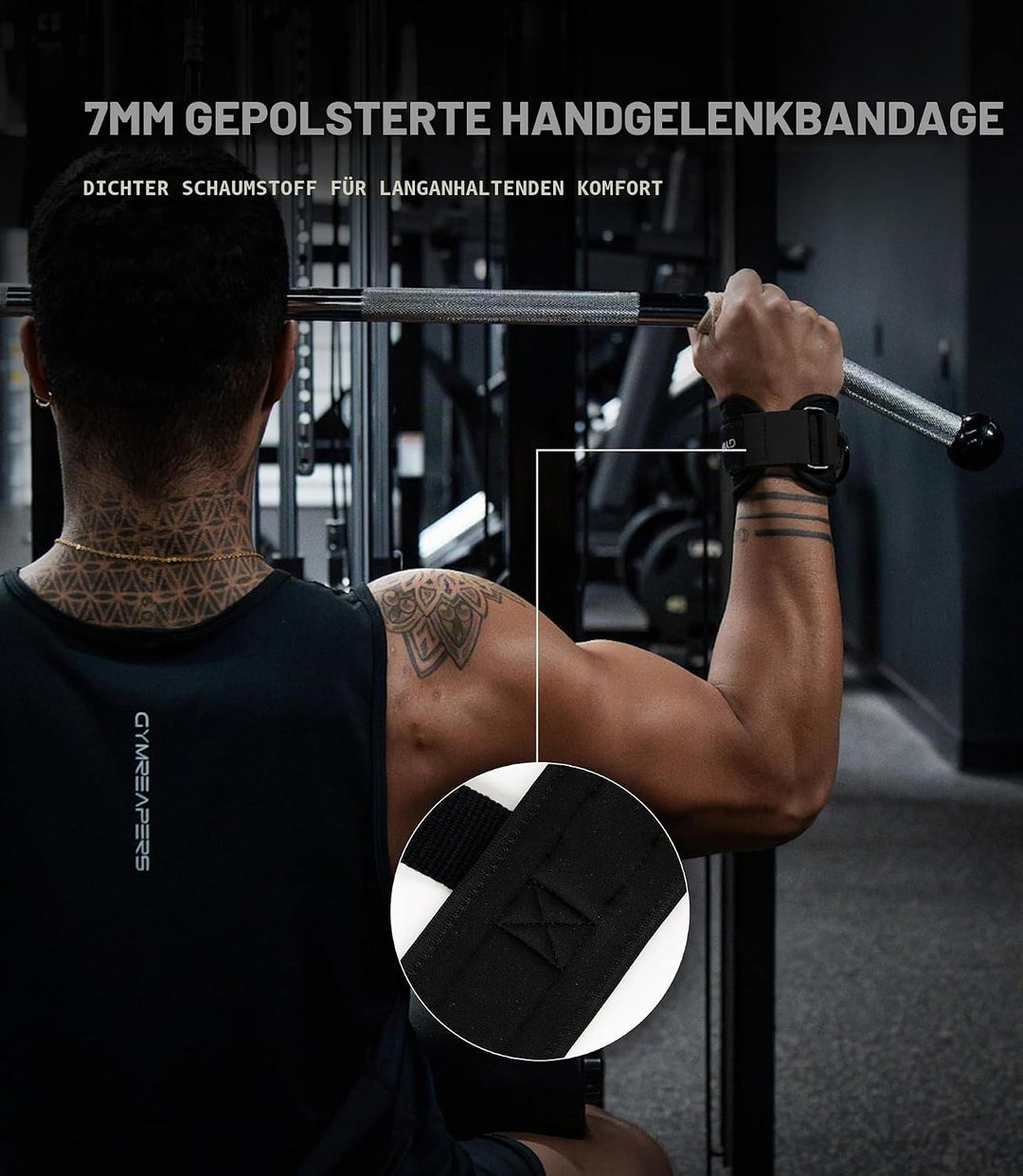 Gymreapers GripLink Gewichthebergurte mit robustem D-Ring und rutschfestem Silikon-Griffperle, gepol